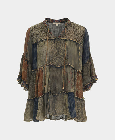 Mixed Media Patchwork Blouse image 2