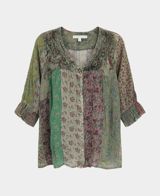 Mixed Media Patchwork Blouse view 