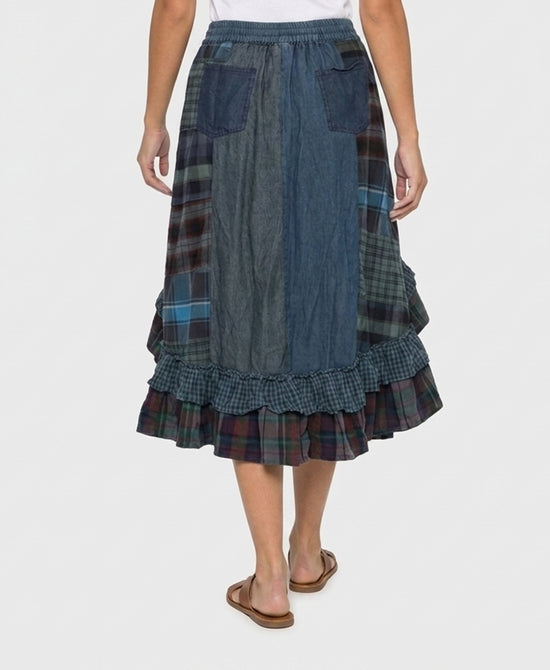 
Patchwork Hi-Lo Maxi Skirt in MULTI view 2