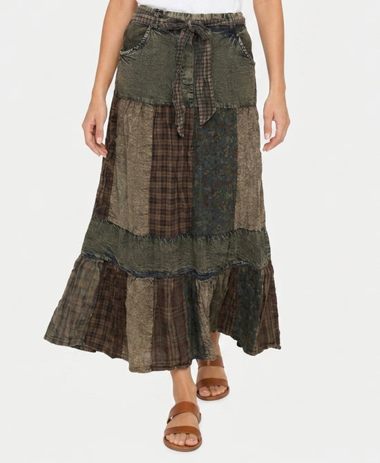 
Patchwork Maxi Skirt in MULTI view 1