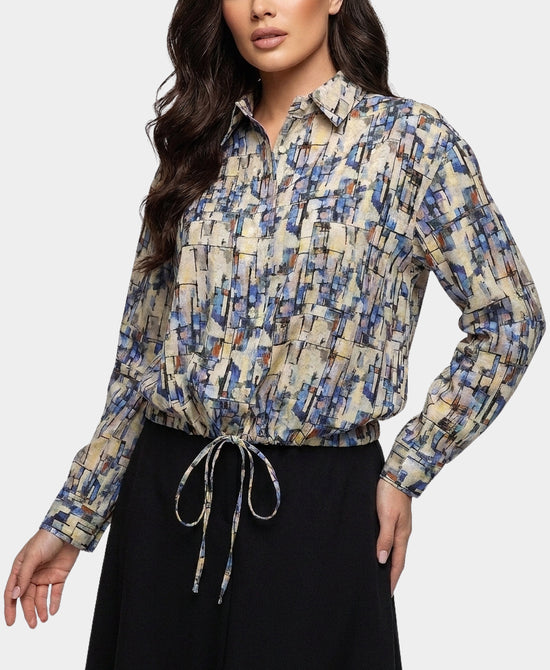 
Printed Blouse w/ Drawstring Bottom in MULTI view 1
