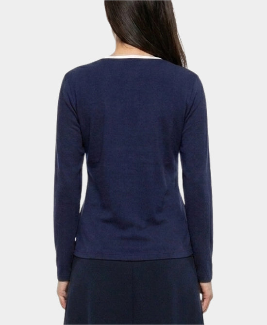 
Contrast Trim Top w/ Buttons in NAVY view 2