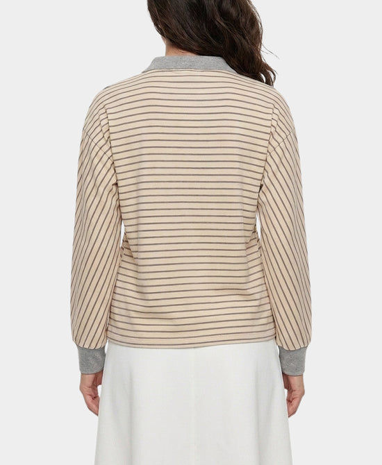 
Striped Lightweight Sweater in BEIGE/GREY view 2