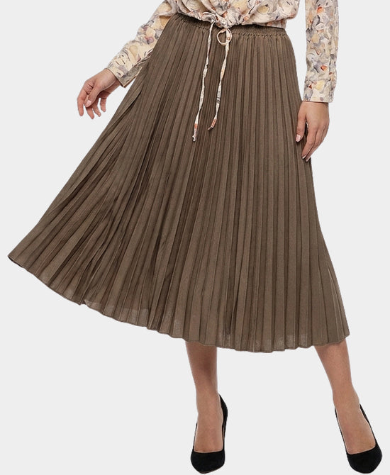 
Pleated Midi Skirt in TAUPE view 1