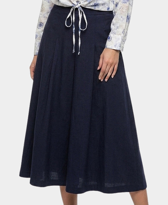 
Drop Pleat Midi Skirt in NAVY view 1