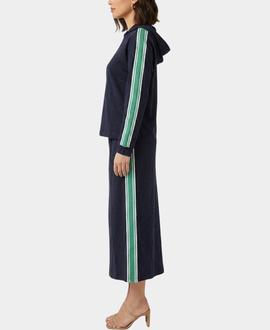 
Stripe Hoodie & Skirt Set- 2 PC Set in NAVY/GREEN/WHITE view 2