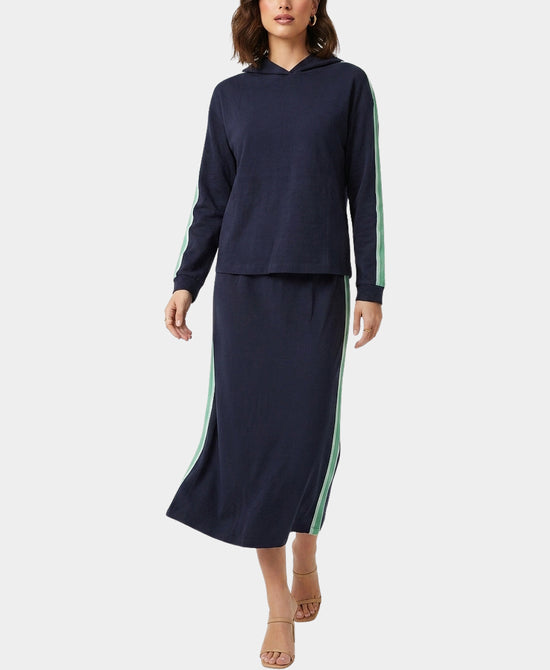 
Stripe Hoodie & Skirt Set- 2 PC Set in NAVY/GREEN/WHITE view 1