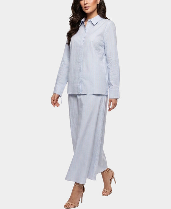 
Stripe Blouse & Skirt Set- 2 Pc Set in BLUE view 1