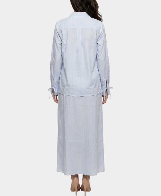 
Stripe Blouse & Skirt Set- 2 Pc Set in BLUE view 2