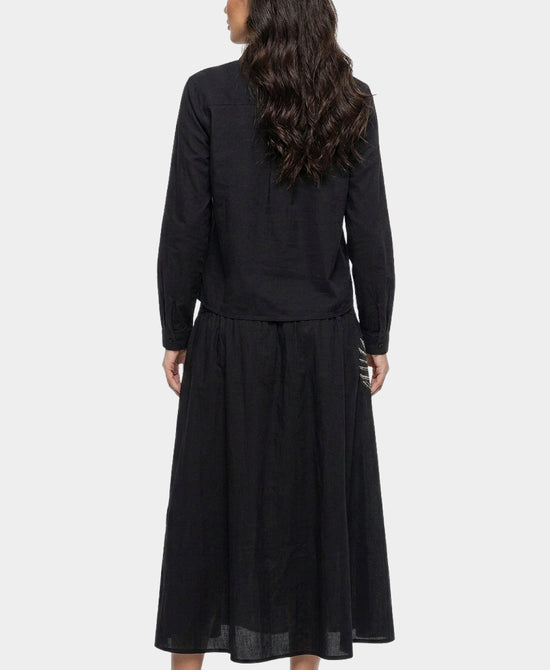 
Embroidered Blouse & Skirt Set- 2 Pc Set in BLACK view 2
