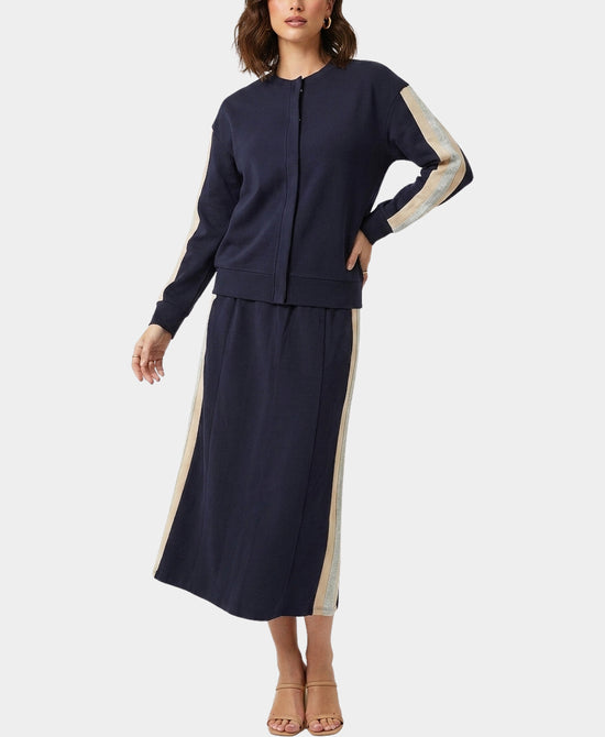 
Stripe Top & Skirt Set- 2 PC Set in NAVY/BEIGE/GREY view 1