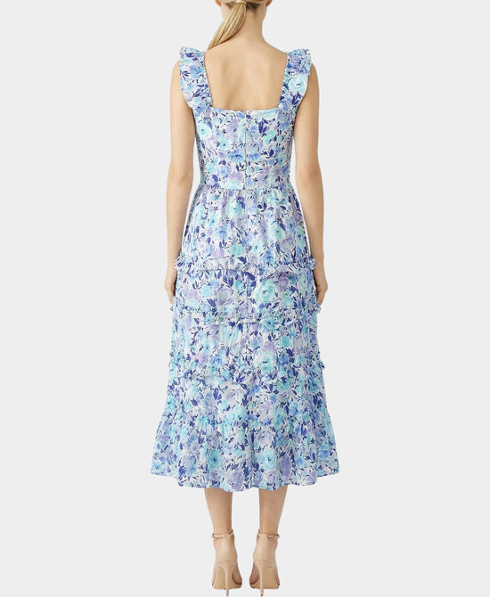 Floral Print Ruffle Midi Dress view 2