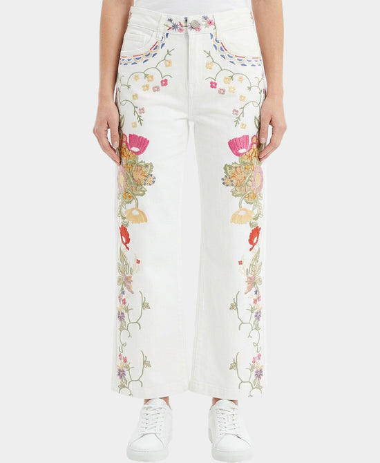 Jeans w/ Embroidered Flowers view 1