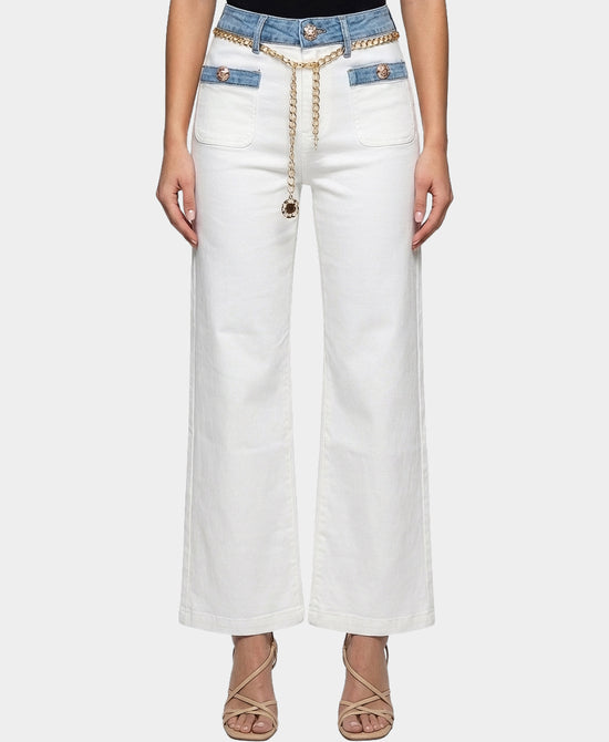 Jeans w/ Chain & Denim Trim view 1