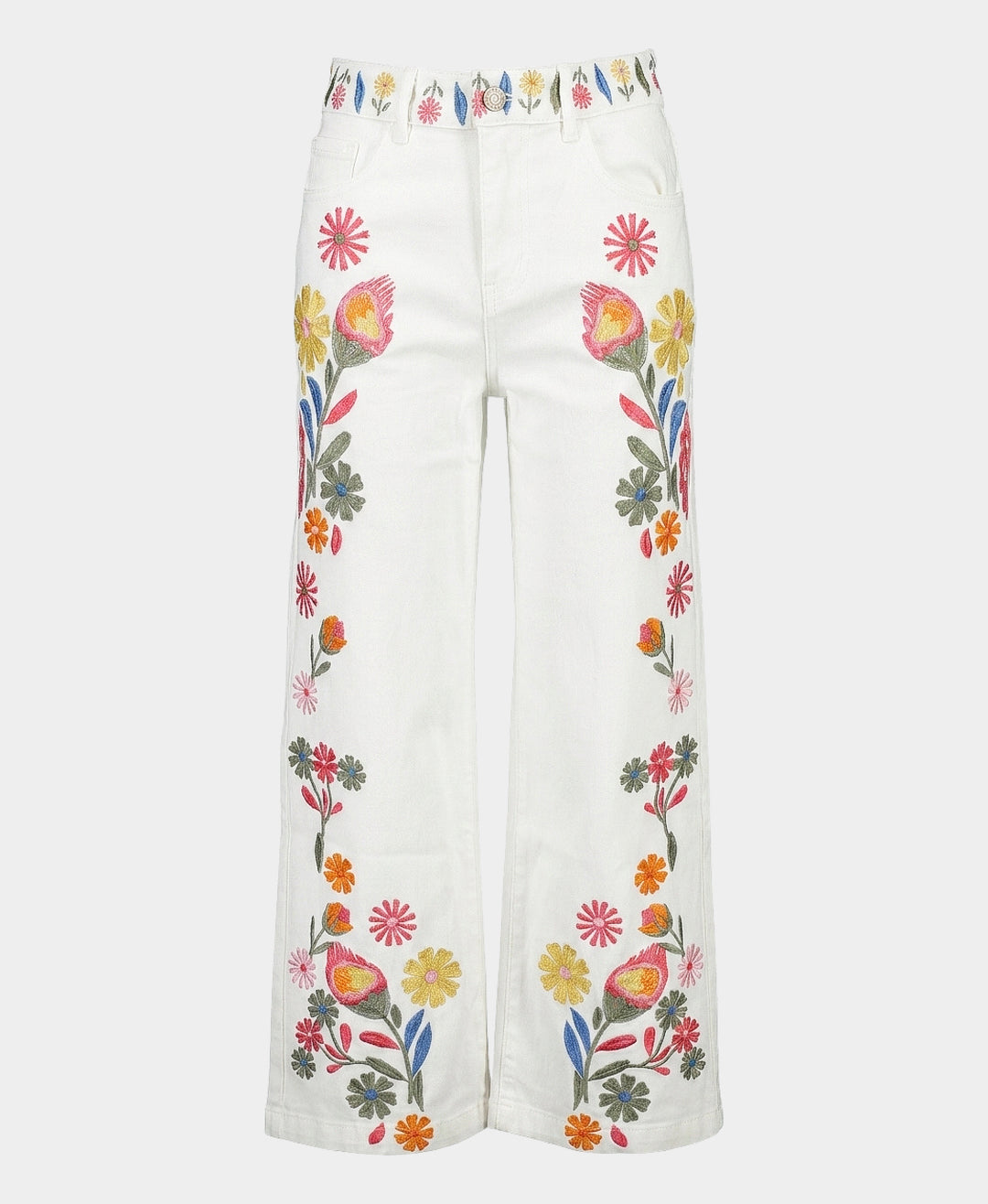 Jeans w/ Embroidered Flowers – FOX'S - Online