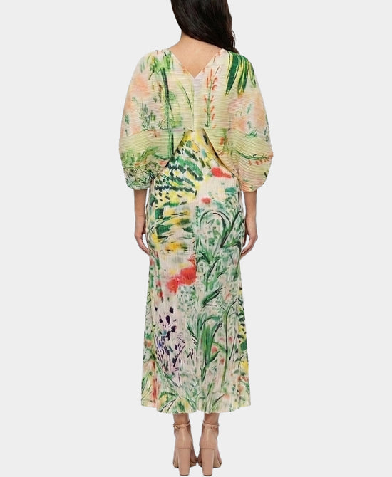 
Plisse Micro Pleated Maxi Dress in GREEN MULTI view 2
