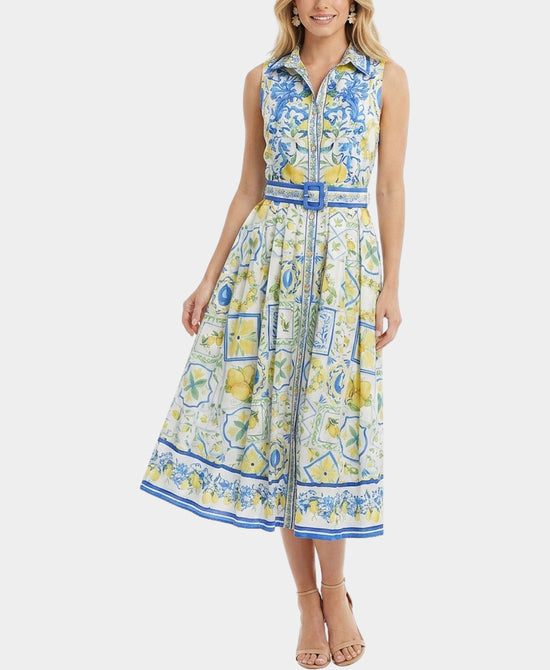 
Lemon Print Midi Dress in MULTI view 1