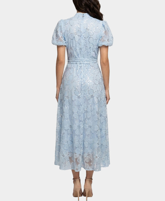 
Flower Embroidered Maxi Dress w/ Sequins in BLUE view 2