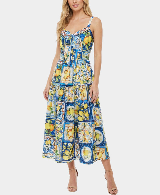 
Lemon Print Maxi Dress in BLUE MULTI view 1