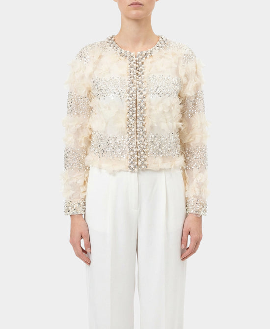 Pearl & Crystal Jacket w/ Fabric Applique view 1