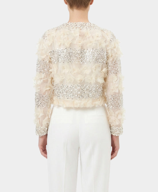 Pearl & Crystal Jacket w/ Fabric Applique view 2