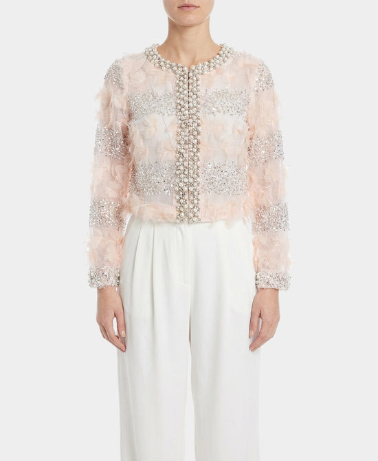 Pearl & Crystal Jacket w/ Fabric Applique view 1