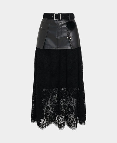 Faux Leather & Lace Midi Skirt image 3