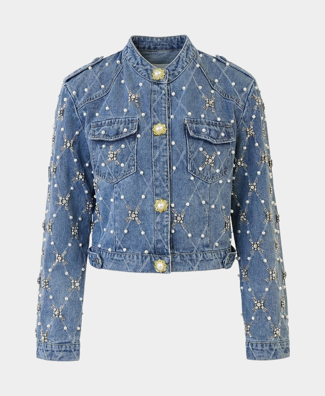 Embellished Denim Jacket – FOX'S - Online