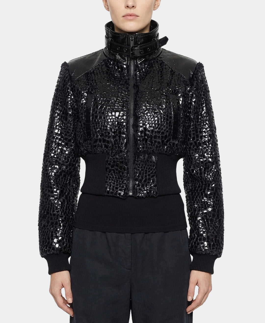 Textured Faux Leather Jacket – FOX'S - Online