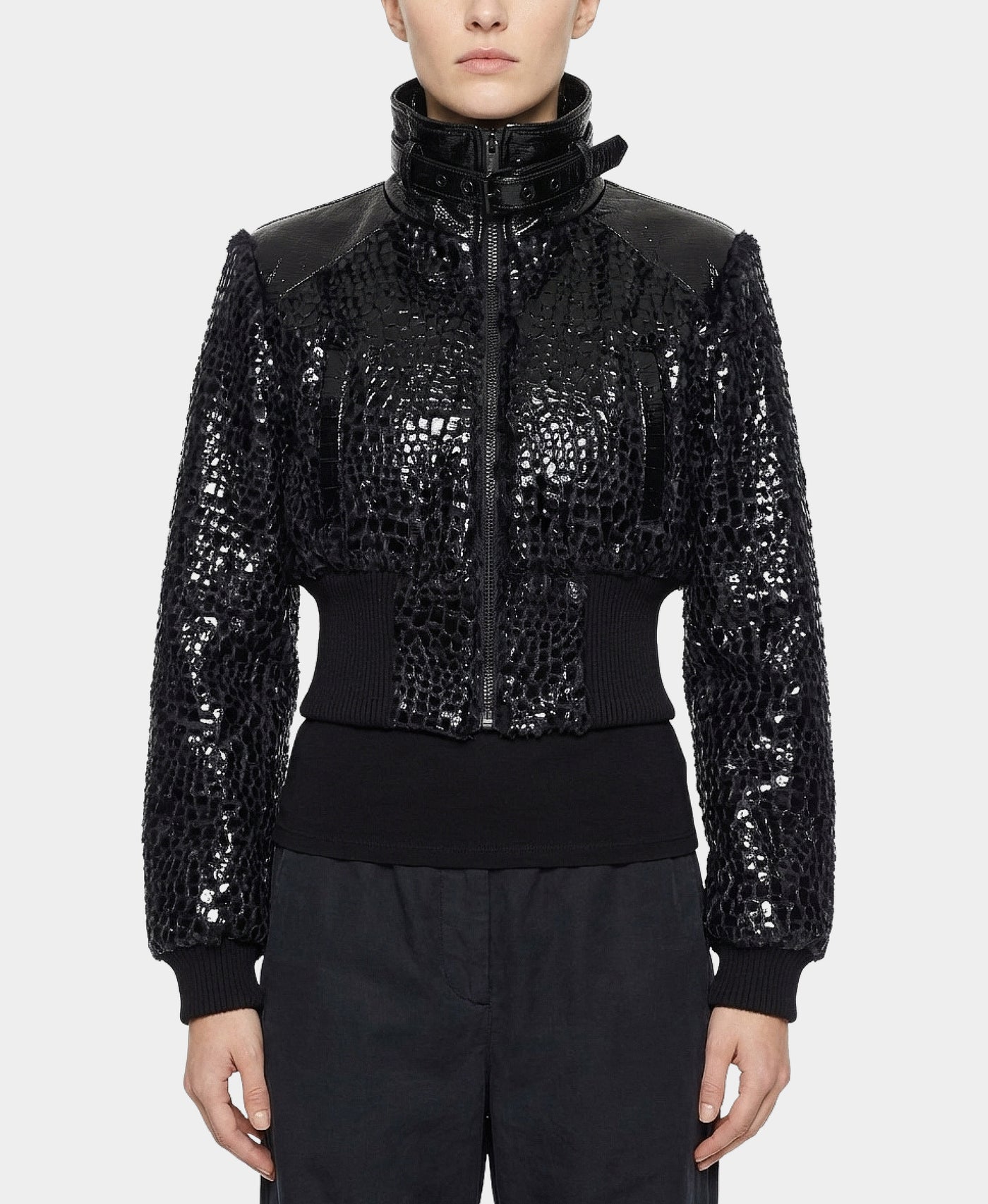 Textured Faux Leather Jacket view 1