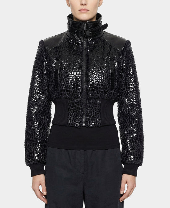 Textured Faux Leather Jacket view 