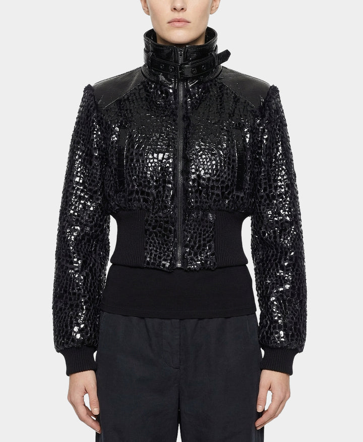 Textured Faux Leather Jacket – FOX'S - Online