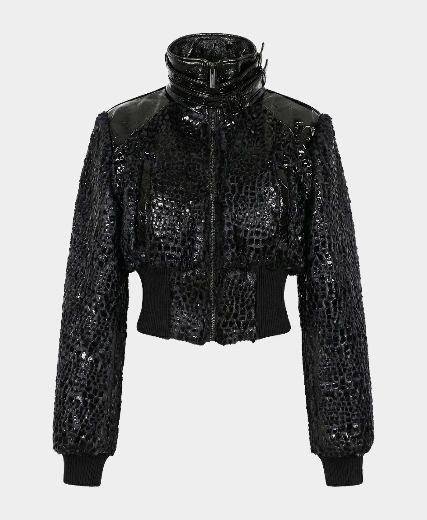 Textured Faux Leather Jacket view 3