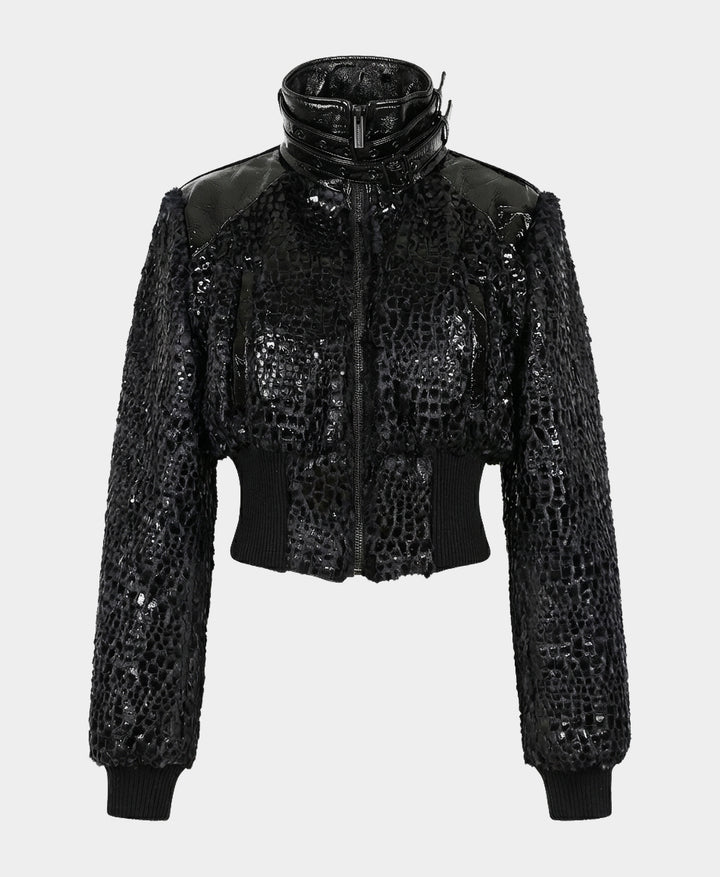 Textured Faux Leather Jacket – FOX'S - Online