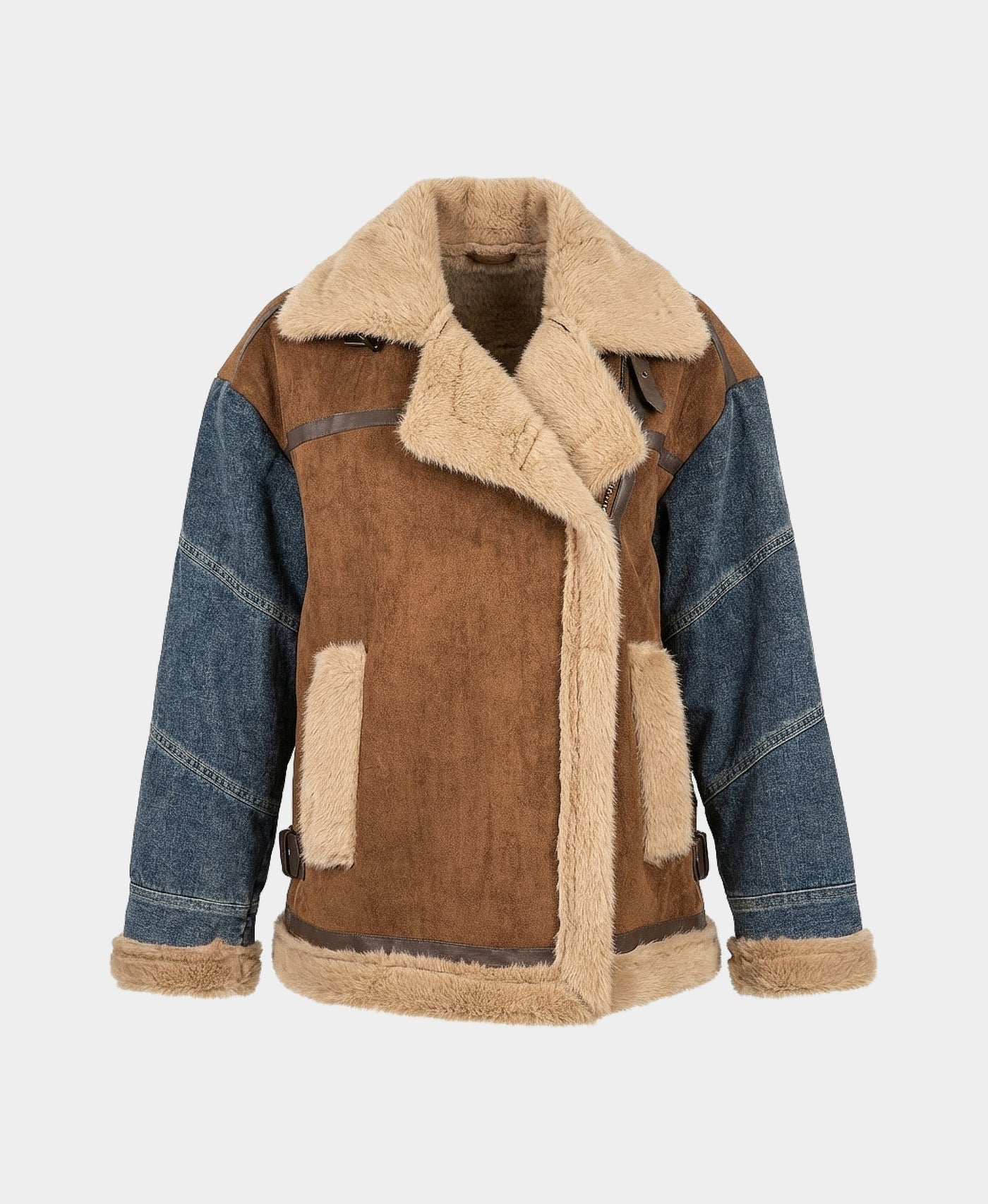 Sherpa Jacket w/ Denim Trim view 3