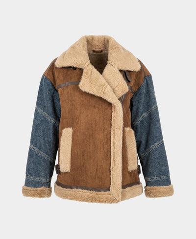 Sherpa Jacket w/ Denim Trim image 3