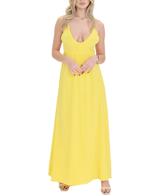 Silk Solid Maxi Dress w/ Low Open Back view 1
