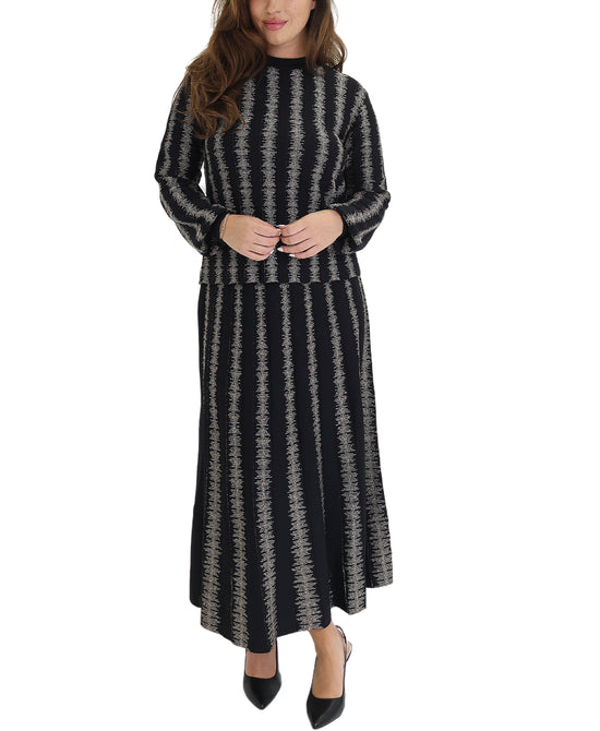 Shimmer Stripe Sweater & Maxi Skirt Set- 2 Pc Set view 