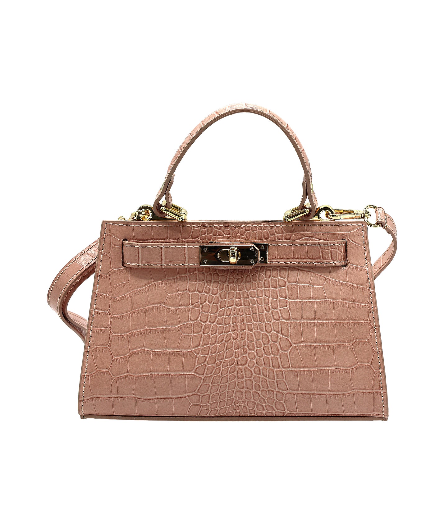 Leather Croc-Embossed Handbag view 1