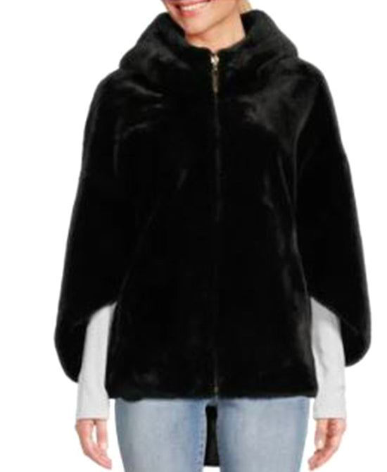 Reversible Faux Fur Cape w/ Hood view 