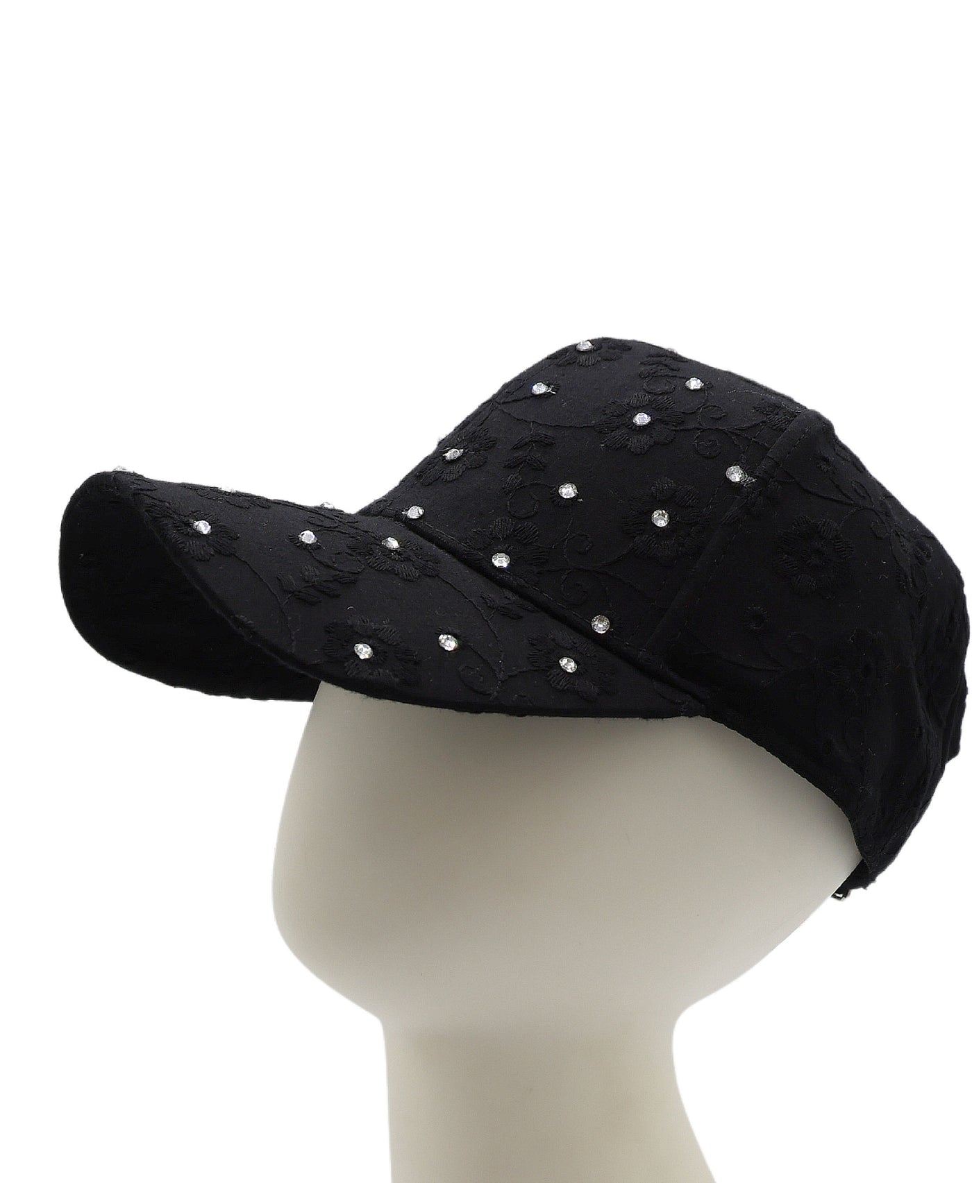 Flower Embroidered Hat w/ Rhinestones view 1