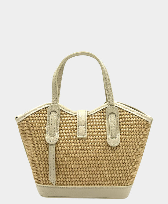 
Leather & Raffia Handbag in BEIGE view 2