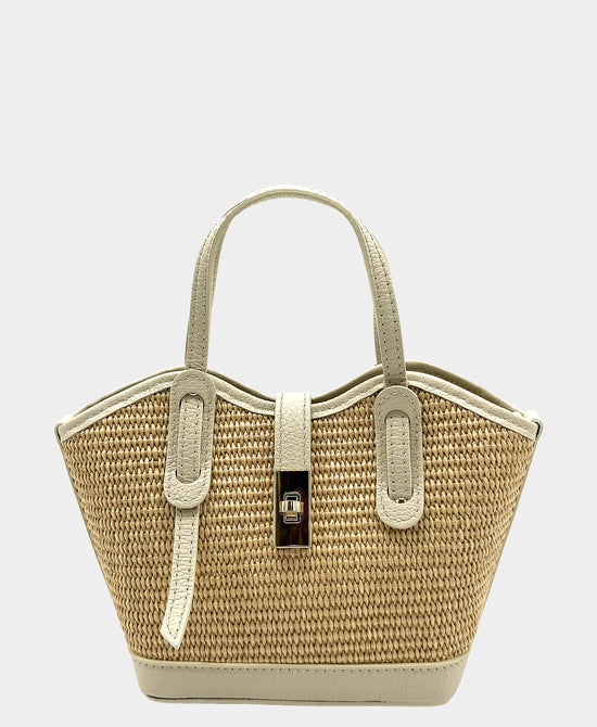 
Leather & Raffia Handbag in BEIGE view 1