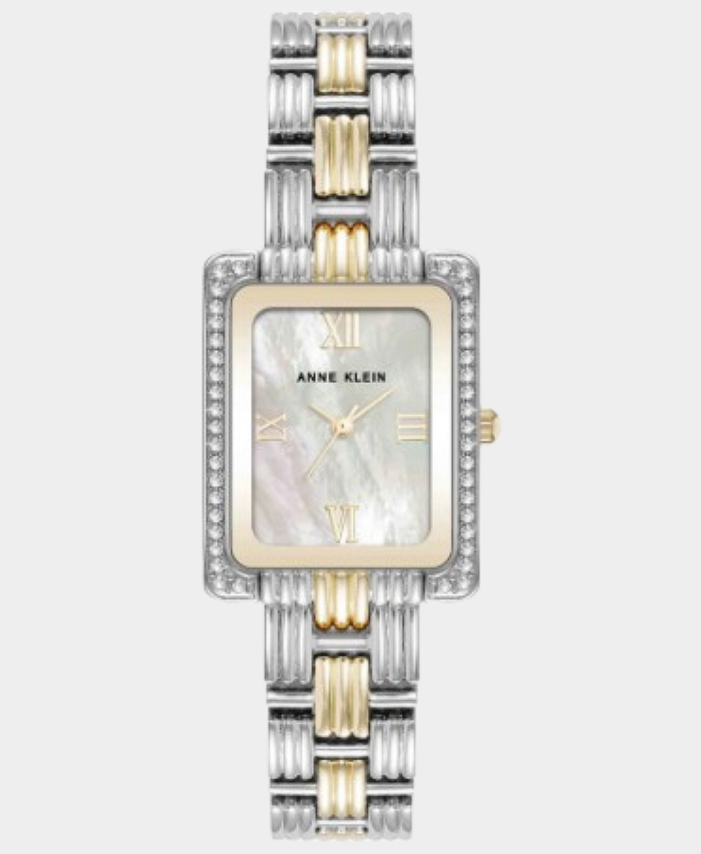 Rectangle Watch w/ Two Tone Metal Link Bracelet view 1