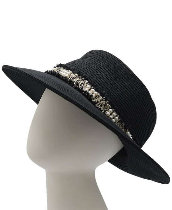 Straw Hat w/ Trim Detail view 