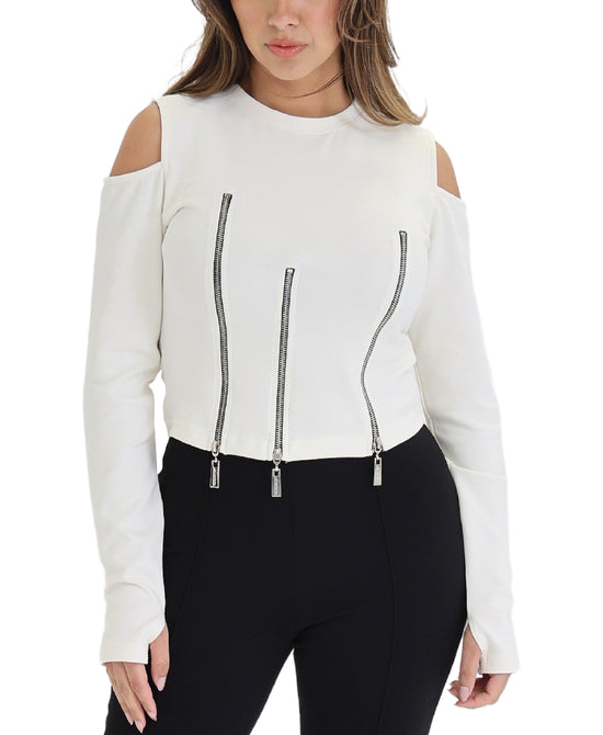 Cold Shoulder Top w/ Zippers view 1