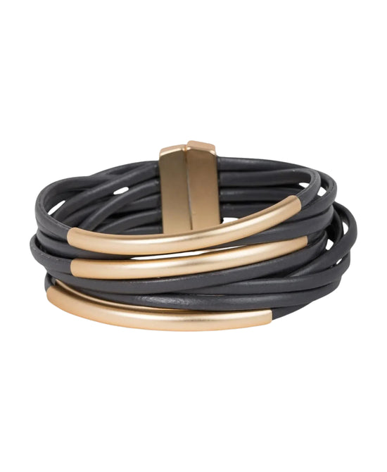 Leather Multi Strand Tubular Bracelet view 