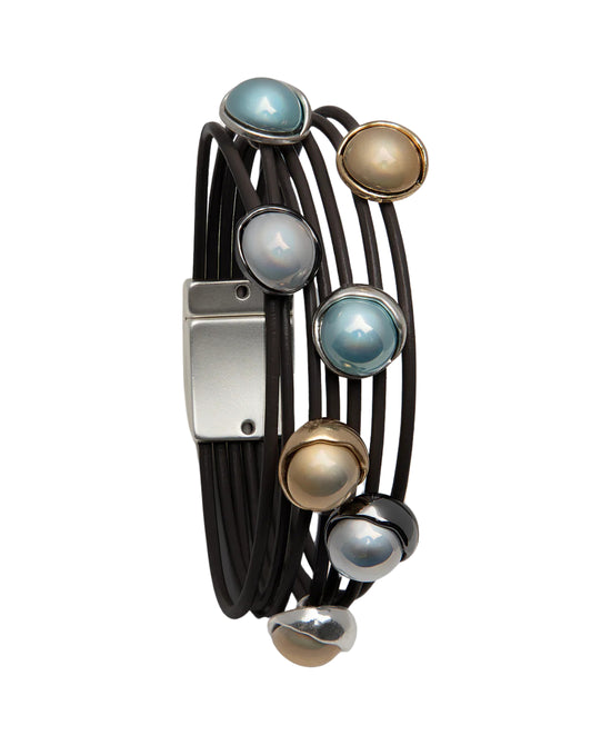 Leather Multi Strand Orb Bracelet view 