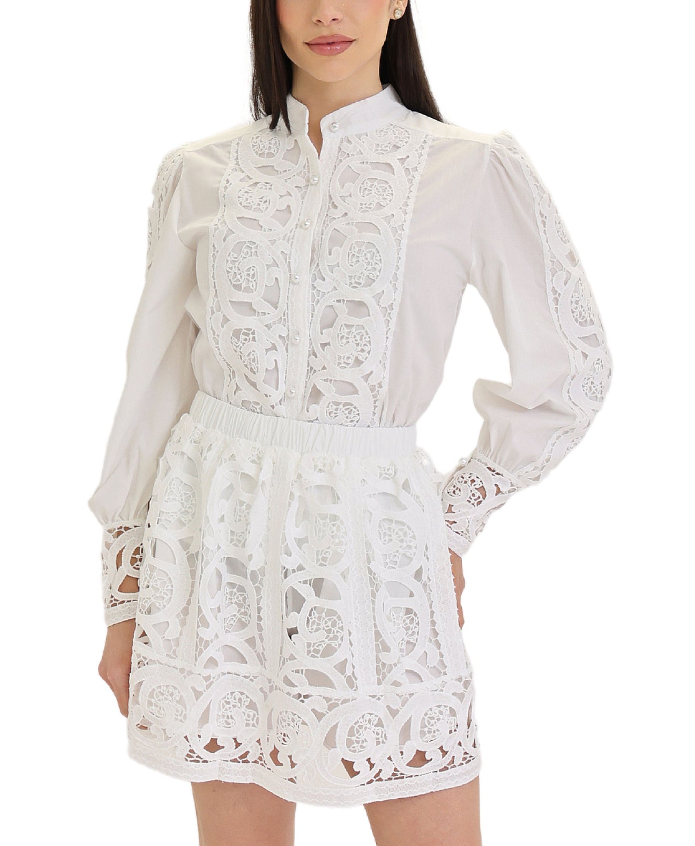 Crochet Lace Blouse & Skirt Set- 2 Pc Set view 1