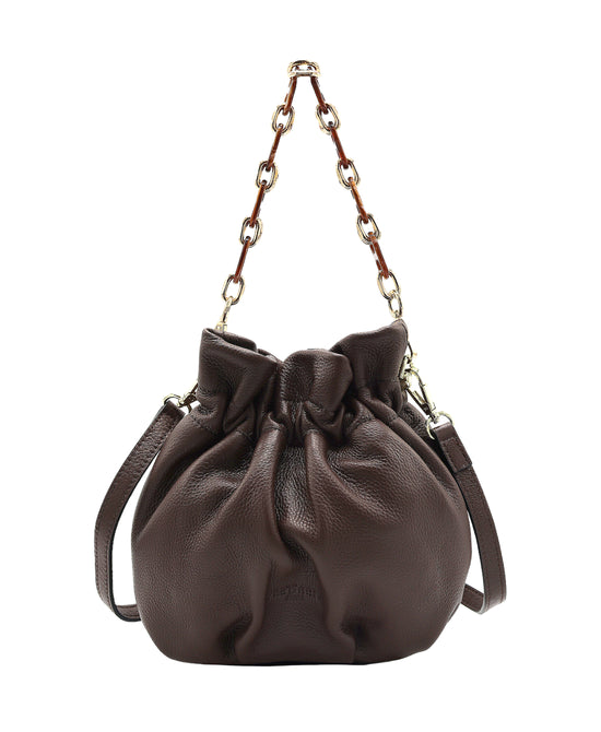 Leather Bucket Bag w/ Chain view 1